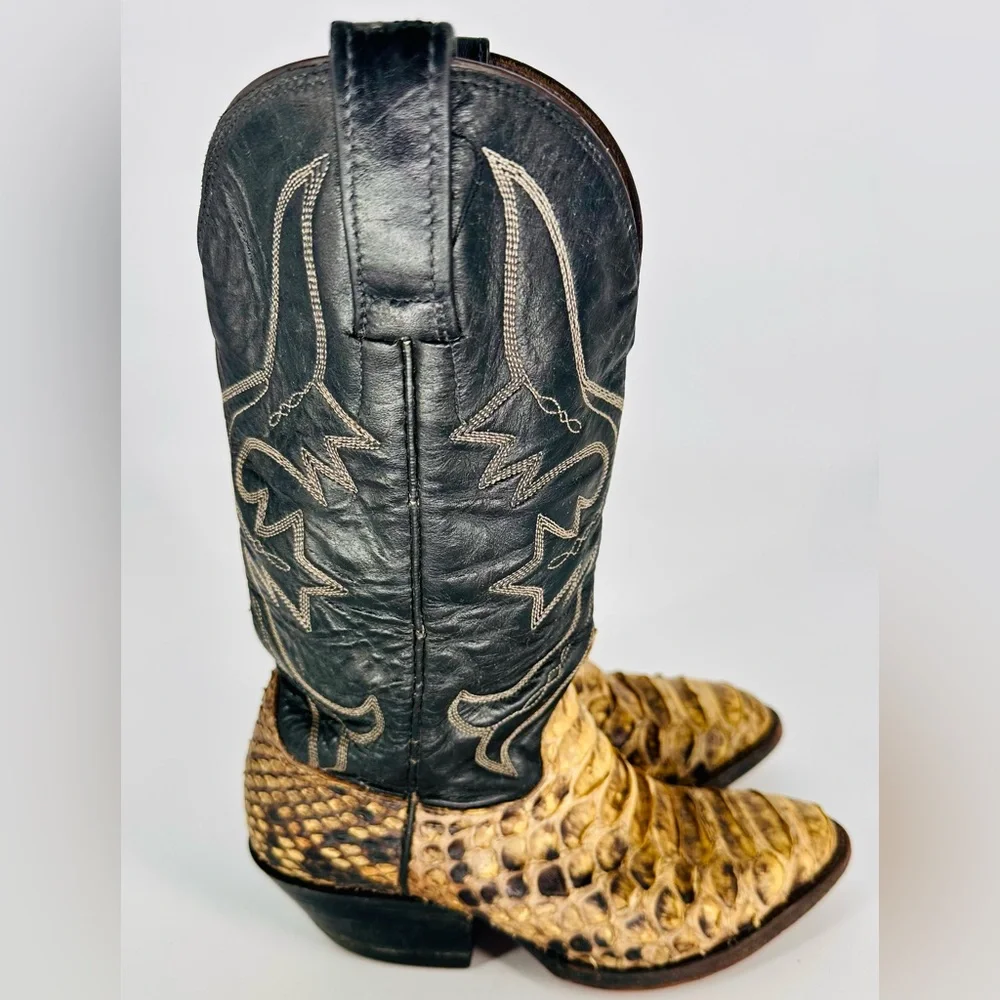 Snakeskin Cowboy Leather Boots Women's 7-7.5US Vintage - Picture 4 of 10